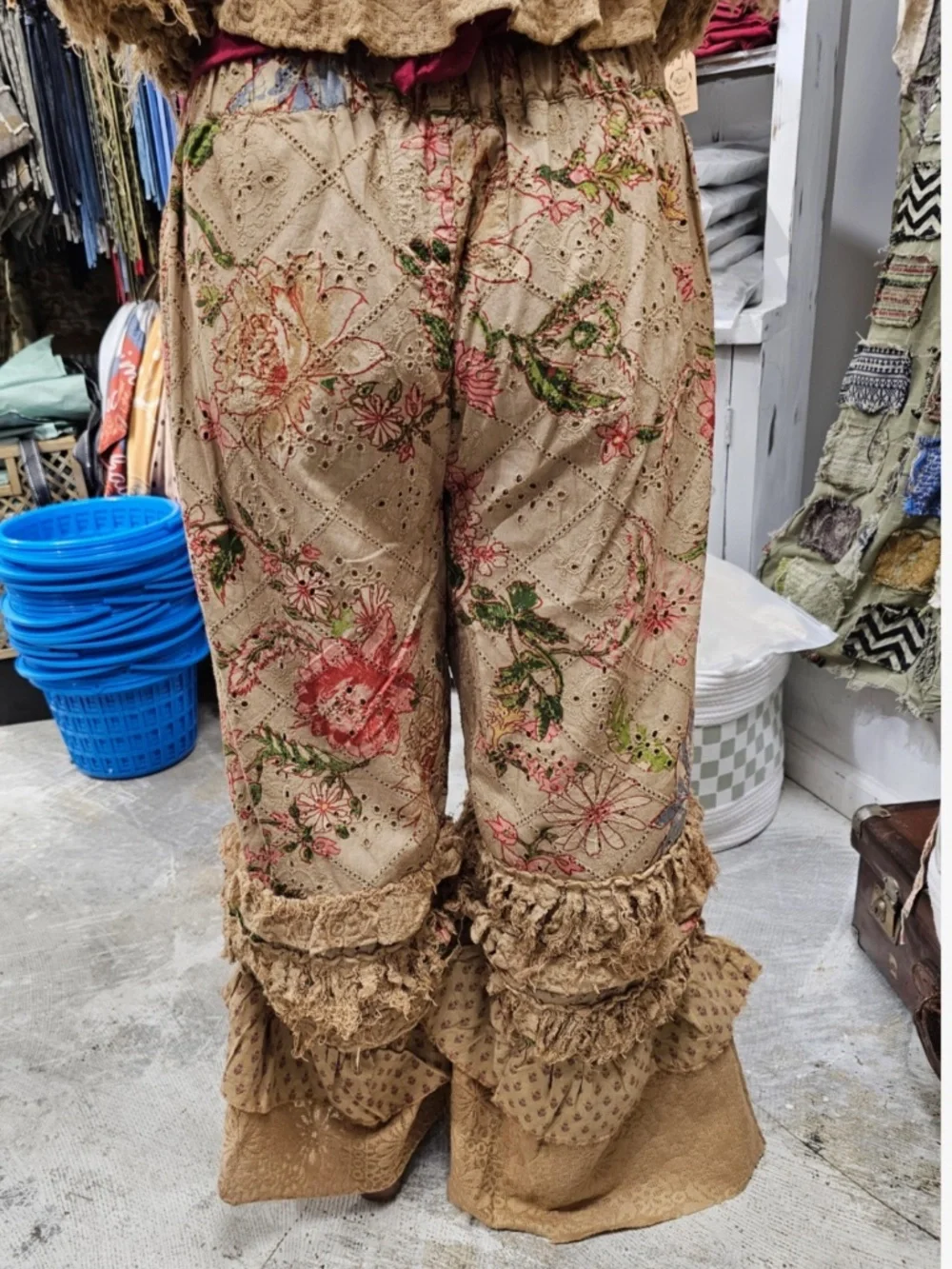 🎉 A RARE BIRD “ TATTERED FLOWER” A RARE BIRD HAND MADE TATTERED FLOWER PANTS